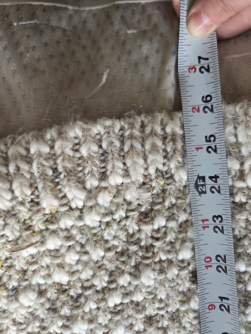 Zara Knit Speckled Cream V-Neck Chunky Knit Sweater Seize M - Picture 3 of 5